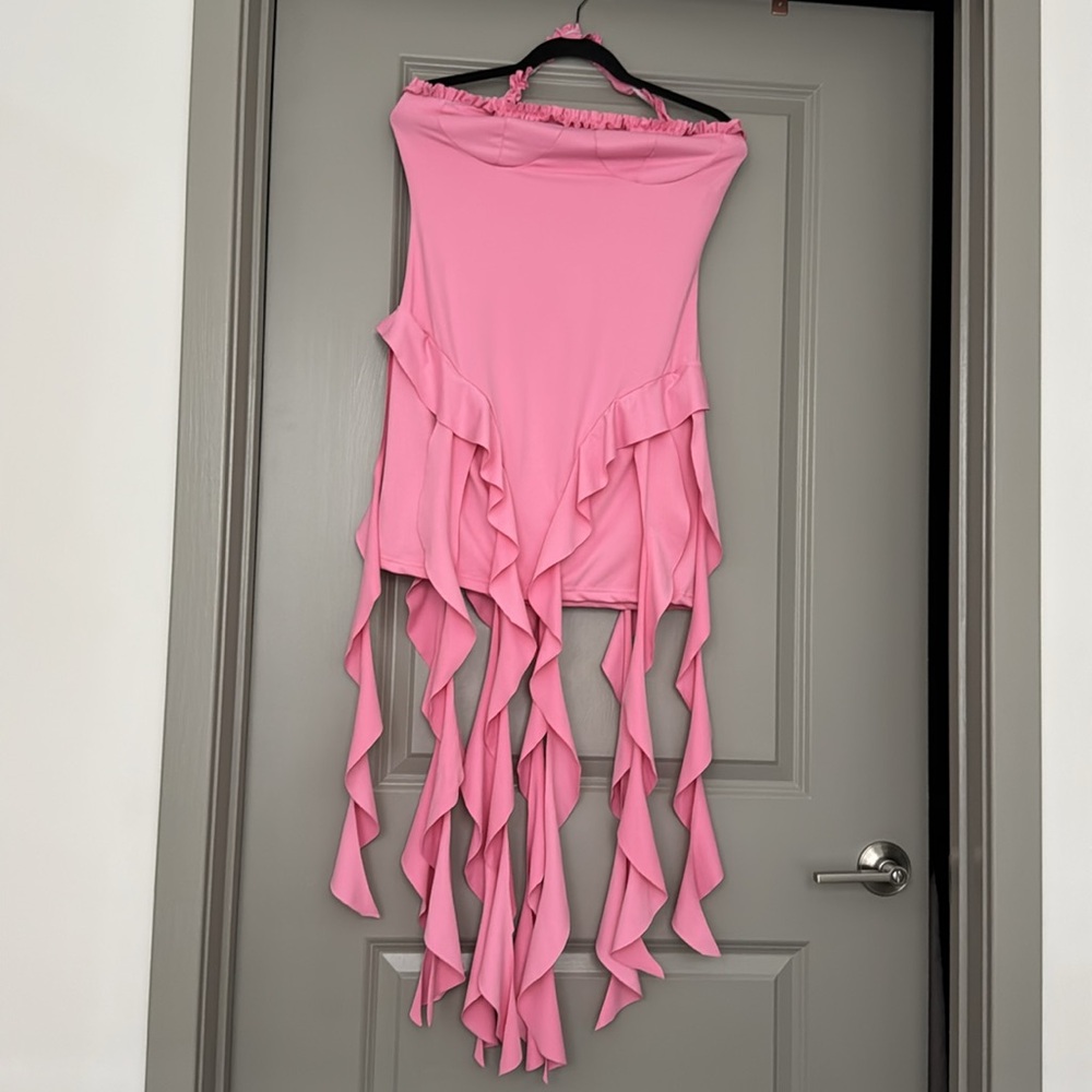 Elegant Pink Ruffle Skirt